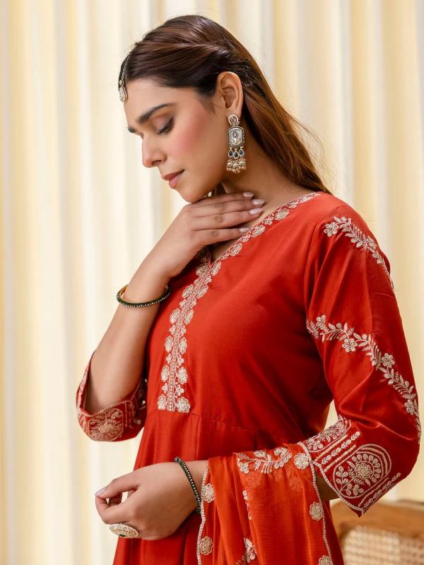 VP 9827 R Embroidred Kurta Sets with Sequins Work Women Suits